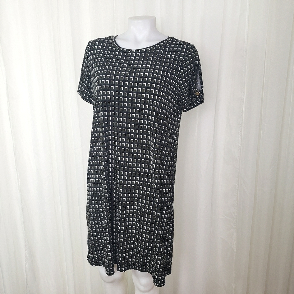 Michael Michael Kors olive green geometic print cold Nine Bri dress size medium